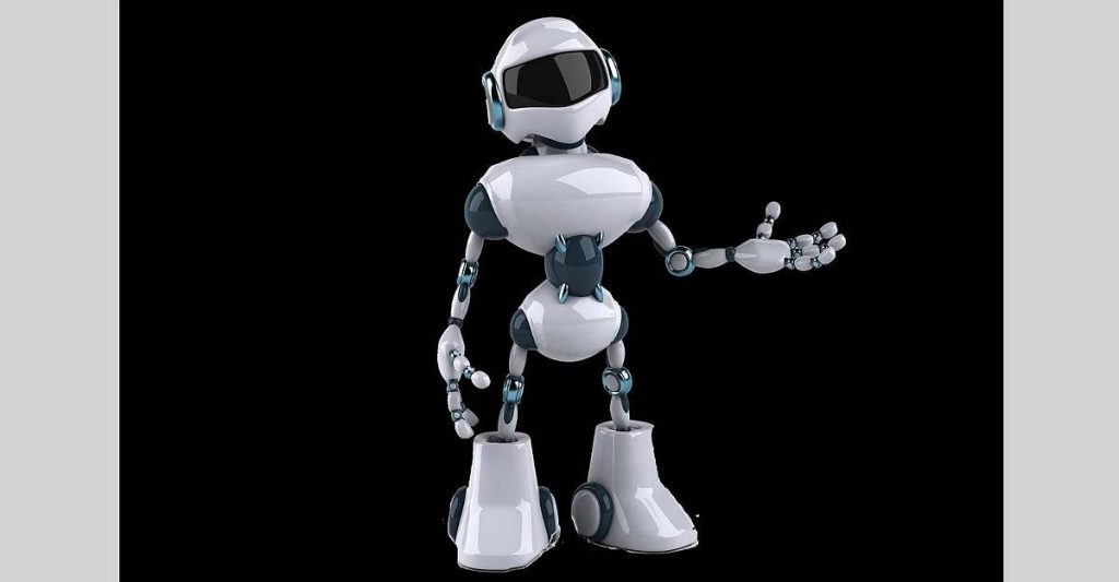 Robot in black background