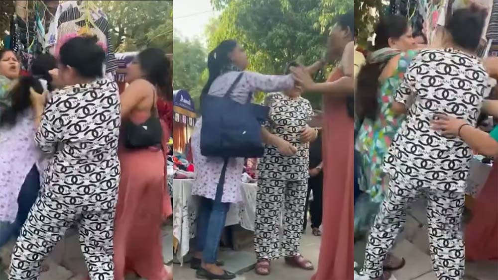 एक कपड़े को लेकर दो महिलाएं आपस में भिड़ गईं, फिर होने लगी ढिशुम-ढिशुम 1 market1