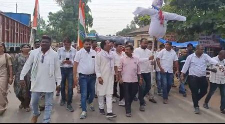 कांग्रेस ने कर्नल सोफिया के खिलाफ आपत्तिजनक टिप्पणी के मामले में जलाया मंत्री विजय शाह का पुतला