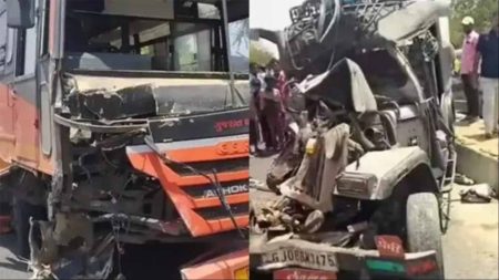 साबरकांठा में बस, जीप और एक मोटरसाइकिल की जोरदार टक्कर से हुआ हादसा, हादसे में 6 लोगों की मौत