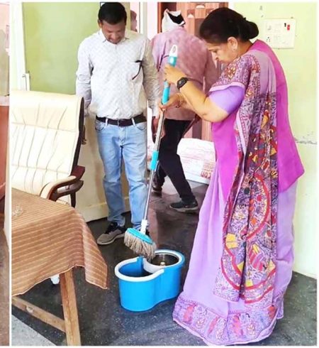 विधायक अर्चना चिटनिस पंचायत भवन में गंदगी देख भड़कीं, खुद लगाया झाडू पोछा