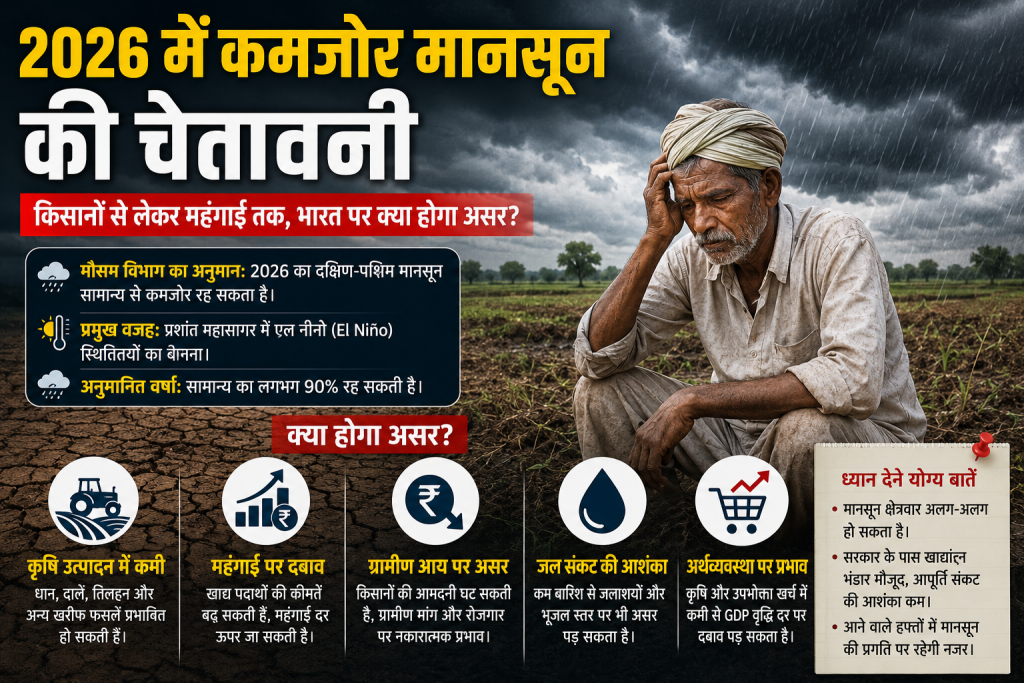 2026 Monsoon Alert: 11 साल में सबसे कमजोर मानसून का अनुमान, किसानों और महंगाई पर बड़ा असर wp 17804342543605943831178608251987