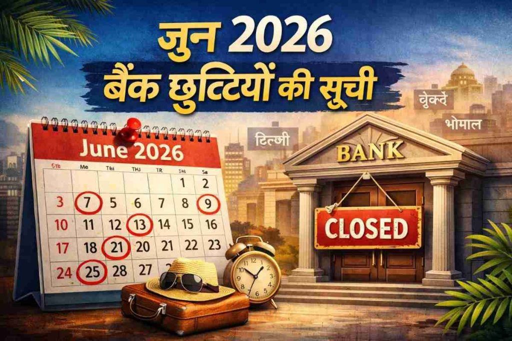 जून 2026 में बैंक जाने से पहले जान लें छुट्टियों की पूरी सूची, कई शहरों में बंद रहेंगी शाखाएं wp 17811156883587474834903727058512