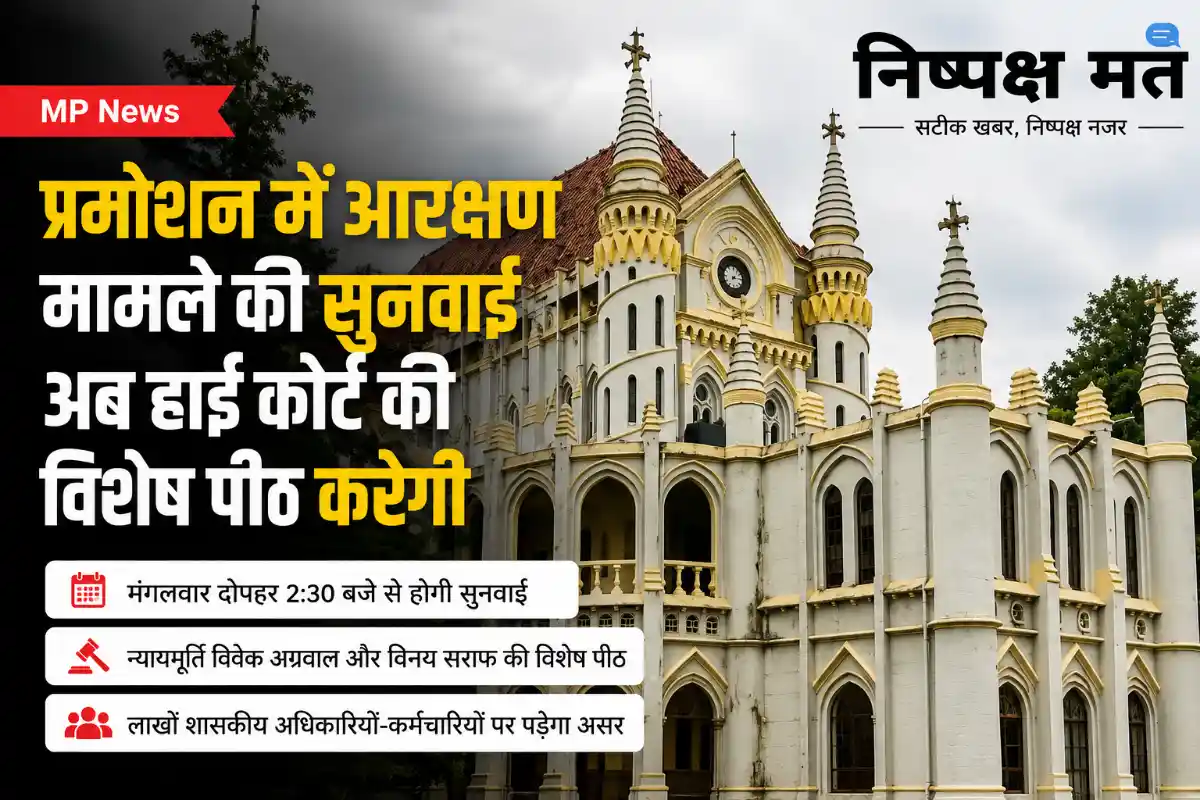 MP Promotion Reservation Case: मध्य प्रदेश में प्रमोशन में आरक्षण मामले की सुनवाई अब विशेष पीठ करेगी, मंगलवार दोपहर से होगी अहम सुनवाई