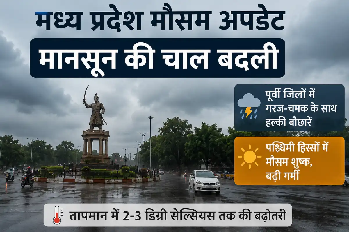 MP Weather Update: मानसून की चाल बदली, पश्चिमी मध्य प्रदेश में बारिश थमी, पूर्वी जिलों में गरज-चमक के साथ हल्की बौछारें